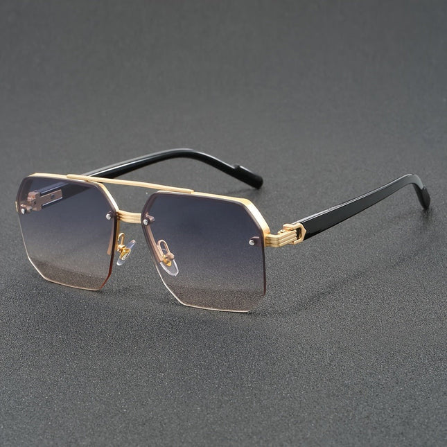 Semi-Edgeless Zinc Alloy Frame | Stylish Polycarbonate Lens Glasses | Trendy Casual Accessory
