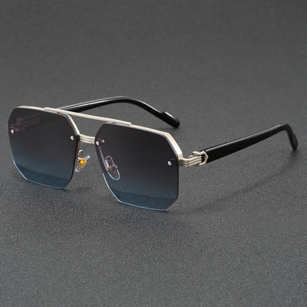 Semi-Edgeless Zinc Alloy Frame | Stylish Polycarbonate Lens Glasses | Trendy Casual Accessory