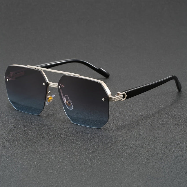 Semi-Edgeless Zinc Alloy Frame | Stylish Polycarbonate Lens Glasses | Trendy Casual Accessory