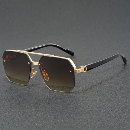 Semi-Edgeless Zinc Alloy Frame | Stylish Polycarbonate Lens Glasses | Trendy Casual Accessory