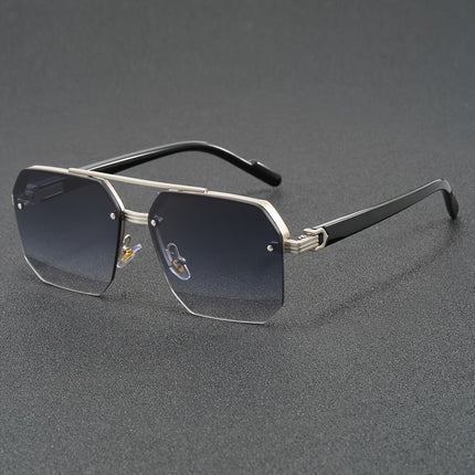 Semi-Edgeless Zinc Alloy Frame | Stylish Polycarbonate Lens Glasses | Trendy Casual Accessory