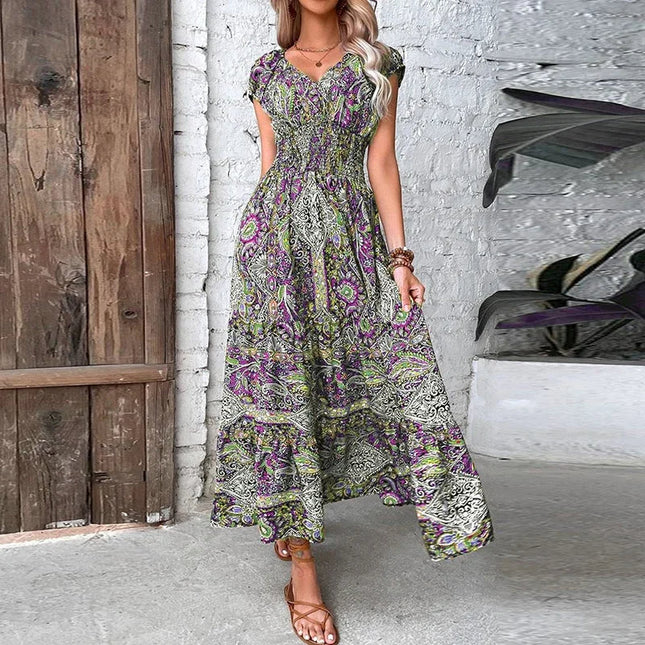 TAREE | Women's Bohemian Maxi Dress | Elastic Waist | Vibrant Patterns | Effortless Style