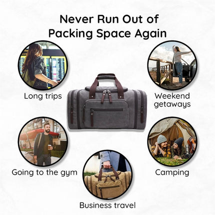 Noustia | Large Canvas Duffel Bag | 40L Capacity | Expandable Travel Bag | Durable Polyester | Multiple Pockets | Lightweight Travel | Organize Clothes & Essentials | Ideal for Gym & Travel Trips | Fit Laptop & Shoes