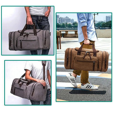Noustia | Large Canvas Duffel Bag | 40L Capacity | Expandable Travel Bag | Durable Polyester | Multiple Pockets | Lightweight Travel | Organize Clothes & Essentials | Ideal for Gym & Travel Trips | Fit Laptop & Shoes