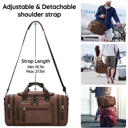 Noustia | Large Canvas Duffel Bag | 40L Capacity | Expandable Travel Bag | Durable Polyester | Multiple Pockets | Lightweight Travel | Organize Clothes & Essentials | Ideal for Gym & Travel Trips | Fit Laptop & Shoes