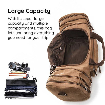 Noustia | Large Canvas Duffel Bag | 40L Capacity | Expandable Travel Bag | Durable Polyester | Multiple Pockets | Lightweight Travel | Organize Clothes & Essentials | Ideal for Gym & Travel Trips | Fit Laptop & Shoes