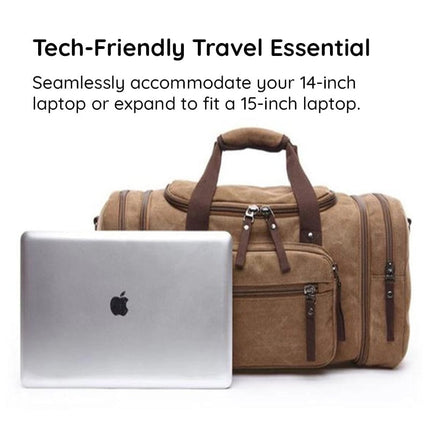 Noustia | Large Canvas Duffel Bag | 40L Capacity | Expandable Travel Bag | Durable Polyester | Multiple Pockets | Lightweight Travel | Organize Clothes & Essentials | Ideal for Gym & Travel Trips | Fit Laptop & Shoes