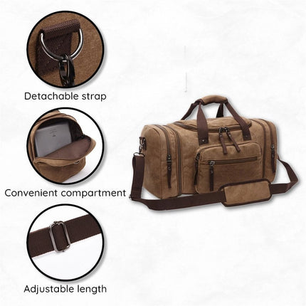 Noustia | Large Canvas Duffel Bag | 40L Capacity | Expandable Travel Bag | Durable Polyester | Multiple Pockets | Lightweight Travel | Organize Clothes & Essentials | Ideal for Gym & Travel Trips | Fit Laptop & Shoes