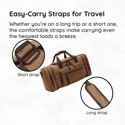 Noustia | Large Canvas Duffel Bag | 40L Capacity | Expandable Travel Bag | Durable Polyester | Multiple Pockets | Lightweight Travel | Organize Clothes & Essentials | Ideal for Gym & Travel Trips | Fit Laptop & Shoes