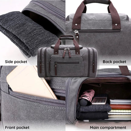 Noustia | Large Canvas Duffel Bag | 40L Capacity | Expandable Travel Bag | Durable Polyester | Multiple Pockets | Lightweight Travel | Organize Clothes & Essentials | Ideal for Gym & Travel Trips | Fit Laptop & Shoes