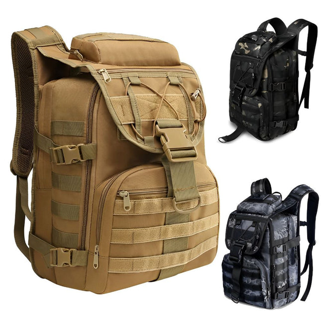Men's Tactical Camouflage Backpack | 40L Capacity | Nylon Military Rucksack | Travel, Hiking, Camping Gear | MOLLE System | Durable & Versatile Outdoor Bag for Adventure | Noustia