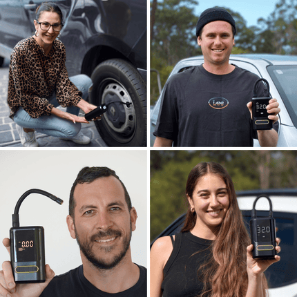Portable Electric Air Pump | Noustia | 150 PSI Maximum Pressure | Built-in Power Bank | Emergency LED Torch | 4 Preset Modes | 4 Free Nozzles | Ideal for Cars, Bikes, Balloons & More | Compact & Efficient