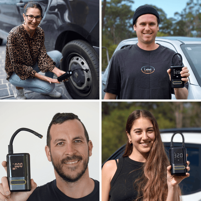 Portable Electric Air Pump | Noustia | 150 PSI Maximum Pressure | Built-in Power Bank | Emergency LED Torch | 4 Preset Modes | 4 Free Nozzles | Ideal for Cars, Bikes, Balloons & More | Compact & Efficient