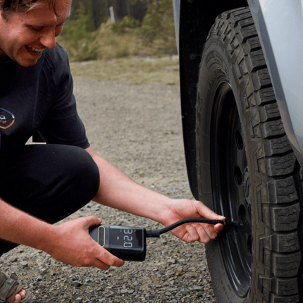 Portable Electric Air Pump | Noustia | 150 PSI Maximum Pressure | Built-in Power Bank | Emergency LED Torch | 4 Preset Modes | 4 Free Nozzles | Ideal for Cars, Bikes, Balloons & More | Compact & Efficient