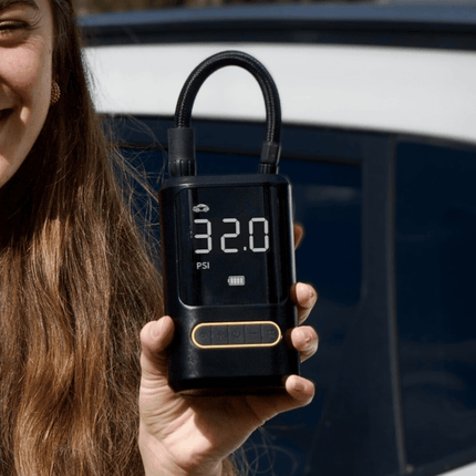 Portable Electric Air Pump | Noustia | 150 PSI Maximum Pressure | Built-in Power Bank | Emergency LED Torch | 4 Preset Modes | 4 Free Nozzles | Ideal for Cars, Bikes, Balloons & More | Compact & Efficient