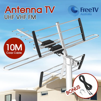 Ultra Long Range TV Antenna | 400+ Miles | UHF VHF Reception | Indoor Outdoor | 1080p 4K Compatible | ATSC 3.0 Ready | Multidirectional | Easy Installation | Ideal for Homes & Caravans | Model 2023