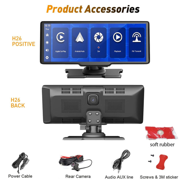 10.2 Inch Touch Screen Display for Car | Bluetooth | WiFi Connectivity | Universal Compatibility | 360-Degree Rotating Mount | Enhances In-Car Entertainment | Noustia