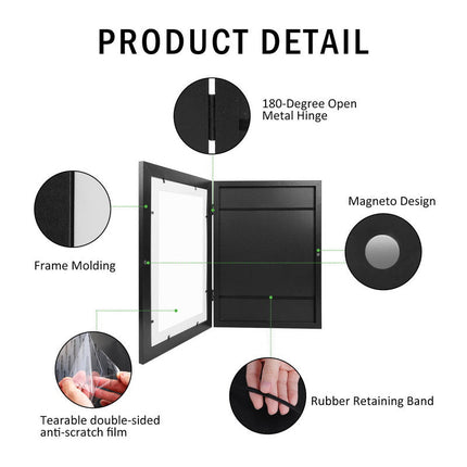 Kids Dynamic Art Frame | Interactive Magnetic Design | Creative Display for Children's Artwork | Customizable & Durable | MDF Material | Black/White/Wood Options | Perfect for Kid's Room & Play Area
