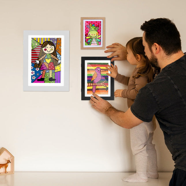 Kids Dynamic Art Frame | Interactive Magnetic Design | Creative Display for Children's Artwork | Customizable & Durable | MDF Material | Black/White/Wood Options | Perfect for Kid's Room & Play Area