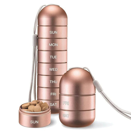 Portable Aluminum Pill Organizer | 7 Day Travel Medicine Storage | Waterproof Design | Noustia