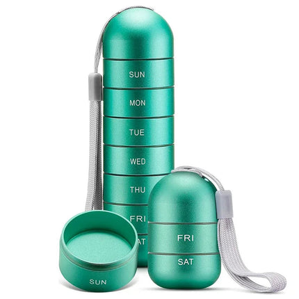 Portable Aluminum Pill Organizer | 7 Day Travel Medicine Storage | Waterproof Design | Noustia