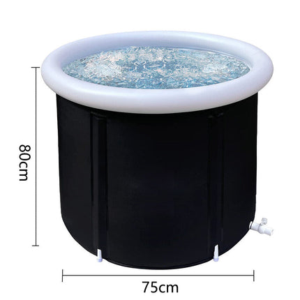 Portable Recovery Ice Bath Tub | 400L Capacity | Cold Therapy Relief | Noustia | Includes Drain Hose | Protective Lid & Carry Case | 75cm Diameter | 80cm Height | Ideal for Post-Workout Rejuvenation