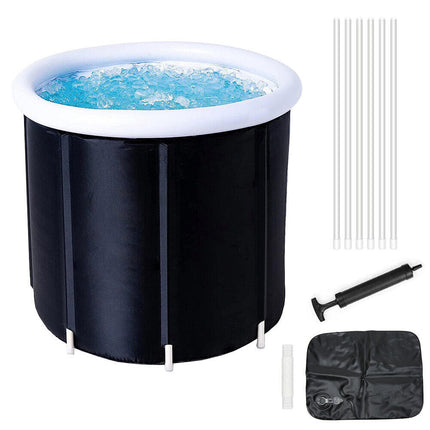 Portable Recovery Ice Bath Tub | 400L Capacity | Cold Therapy Relief | Noustia | Includes Drain Hose | Protective Lid & Carry Case | 75cm Diameter | 80cm Height | Ideal for Post-Workout Rejuvenation