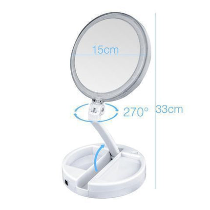 Noustia | LED Lighted 12x Magnification Makeup Mirror | Folding Travel Vanity with Dual-Sided Mirror | Distortion-Free Glass | 13-Inch Adjustable Height | Cord or Battery Operation | Bright White LEDs