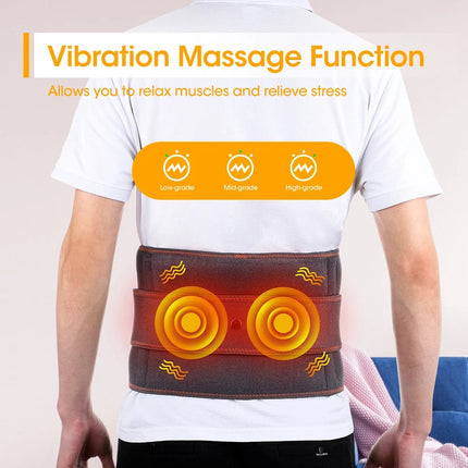 Electric Heating Waist Wrap | Infrared Technology | Muscle Relaxation | Adjustable Strap | USB Rechargeable | 3 Temperature Settings | Dual Motor Vibration | Portable | Gray