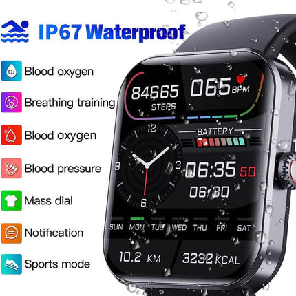 Non-Invasive Glucose Monitoring Smartwatch | Health Tracker | 1.91" Touchscreen | Heart Rate & Sleep Tracking | GPS Functionality | Waterproof | 7-Day Battery | Smart Notifications | By Noustia