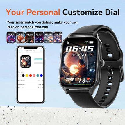 Non-Invasive Glucose Monitoring Smartwatch | Health Tracker | 1.91" Touchscreen | Heart Rate & Sleep Tracking | GPS Functionality | Waterproof | 7-Day Battery | Smart Notifications | By Noustia