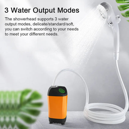 Portable Electric Shower | Outdoor Waterproof Design | Digital Temperature Display | 3 Water Modes | Built-in Rechargeable Battery | Compact Travel Size | For Camping, Hiking, & Travel | By Noustia