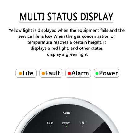Combustible Gas Detector Alarm | LCD Display | Mobile App Alerts | Real-Time Gas Readings | Methane, Butane, Propane Detection | Clock & Temp Display | Sleek Design | Easy Install | Home Guardian - Noustia