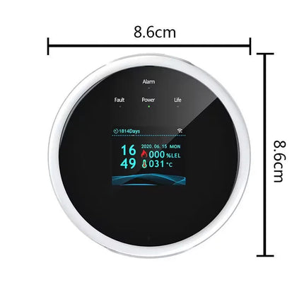 Combustible Gas Detector Alarm | LCD Display | Mobile App Alerts | Real-Time Gas Readings | Methane, Butane, Propane Detection | Clock & Temp Display | Sleek Design | Easy Install | Home Guardian - Noustia