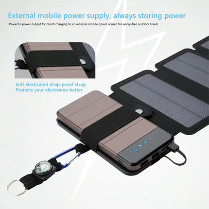 Foldable Solar Panel | Portable USB Charger for Outdoor Adventures | 5V 1A Power Bank | Compact & Versatile Design | Solar-Powered Device Charging | Noustia