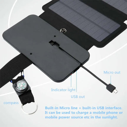 Foldable Solar Panel | Portable USB Charger for Outdoor Adventures | 5V 1A Power Bank | Compact & Versatile Design | Solar-Powered Device Charging | Noustia