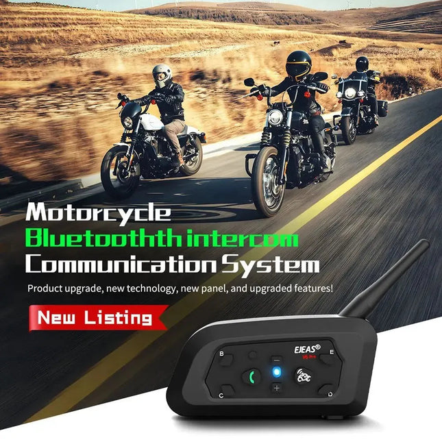 Bluetooth Motorcycle Intercom | 800m Range | Waterproof Helmet Headset | Connects Up To 6 Riders | Durable Metal Splint | Type C Charging | Noustia