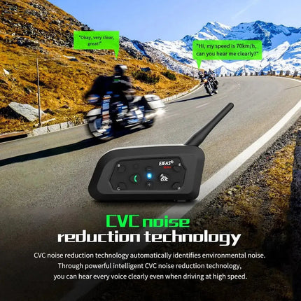 Bluetooth Motorcycle Intercom | 800m Range | Waterproof Helmet Headset | Connects Up To 6 Riders | Durable Metal Splint | Type C Charging | Noustia