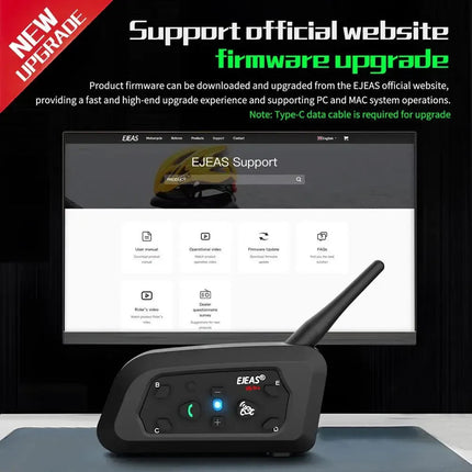Bluetooth Motorcycle Intercom | 800m Range | Waterproof Helmet Headset | Connects Up To 6 Riders | Durable Metal Splint | Type C Charging | Noustia