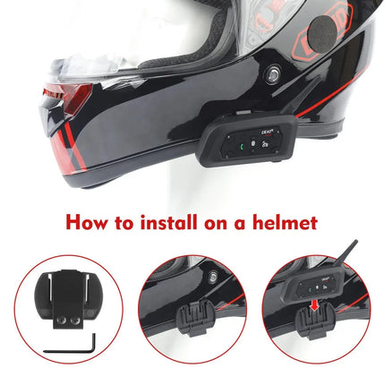 Bluetooth Motorcycle Intercom | 800m Range | Waterproof Helmet Headset | Connects Up To 6 Riders | Durable Metal Splint | Type C Charging | Noustia