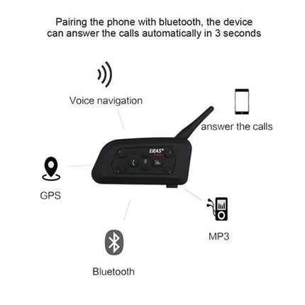 Bluetooth Motorcycle Intercom | 800m Range | Waterproof Helmet Headset | Connects Up To 6 Riders | Durable Metal Splint | Type C Charging | Noustia