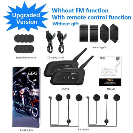Bluetooth Motorcycle Intercom | 800m Range | Waterproof Helmet Headset | Connects Up To 6 Riders | Durable Metal Splint | Type C Charging | Noustia