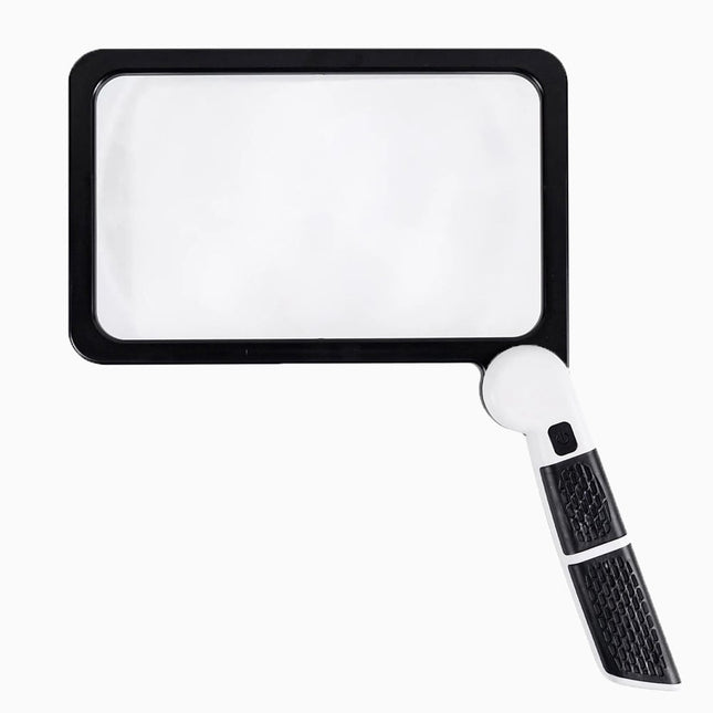 Foldable LED Magnifying Glass | 5X Handheld Magnification | Dimmable 48 LED Lights | Ergonomic Anti-Slip Handle | Compact Design for Reading & Hobbies | Battery Powered | Noustia