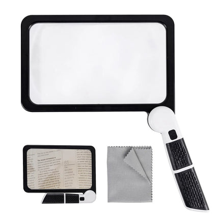 Foldable LED Magnifying Glass | 5X Handheld Magnification | Dimmable 48 LED Lights | Ergonomic Anti-Slip Handle | Compact Design for Reading & Hobbies | Battery Powered | Noustia