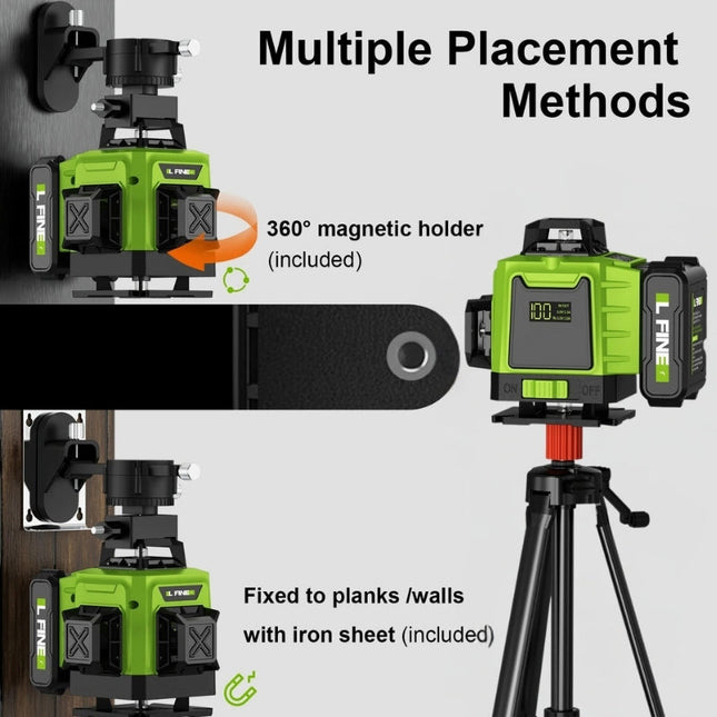 16-Line 4D Laser Level | 360° Coverage | Bluetooth Enabled | Li-ion Battery & Type-C Charging | Self-Leveling | Dust & Water Resistant | Compact Design for Professional Precision | Up to 200ft Range