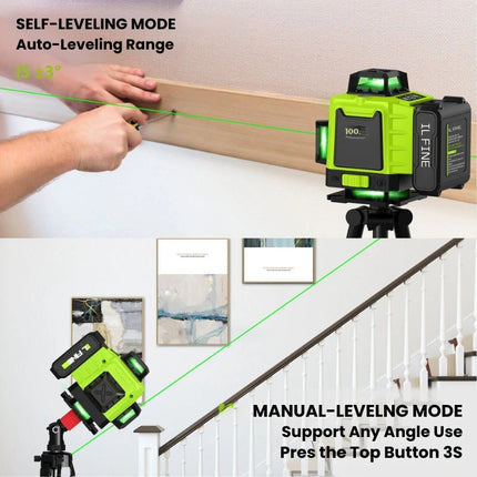 16-Line 4D Laser Level | 360° Coverage | Bluetooth Enabled | Li-ion Battery & Type-C Charging | Self-Leveling | Dust & Water Resistant | Compact Design for Professional Precision | Up to 200ft Range
