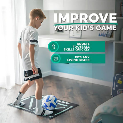 Football Training Mat | Video Program Included | Skills Enhancement | Coordination | Dribbling | Endurance | Space-Saving Design | Noustia | Home Practice | Personal Training Ground | Anti-Slip Grip Socks