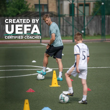 Football Training Mat | Video Program Included | Skills Enhancement | Coordination | Dribbling | Endurance | Space-Saving Design | Noustia | Home Practice | Personal Training Ground | Anti-Slip Grip Socks