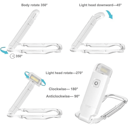 Portable LED Book Light | Adjustable Brightness & Color Temperature | USB Rechargeable | Eye Strain Reduction | Compact Design | Blocks 99.9% Blue Light | Ideal for Travel | Black, White, Pink, Blue