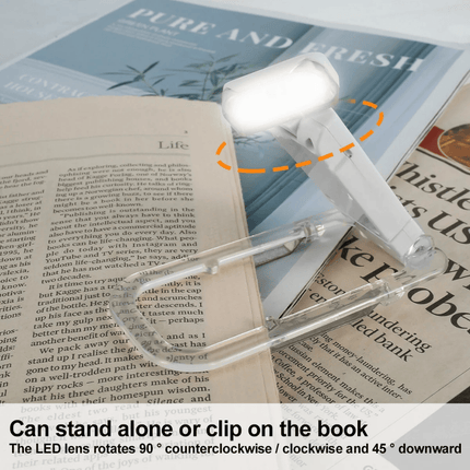 Portable LED Book Light | Adjustable Brightness & Color Temperature | USB Rechargeable | Eye Strain Reduction | Compact Design | Blocks 99.9% Blue Light | Ideal for Travel | Black, White, Pink, Blue